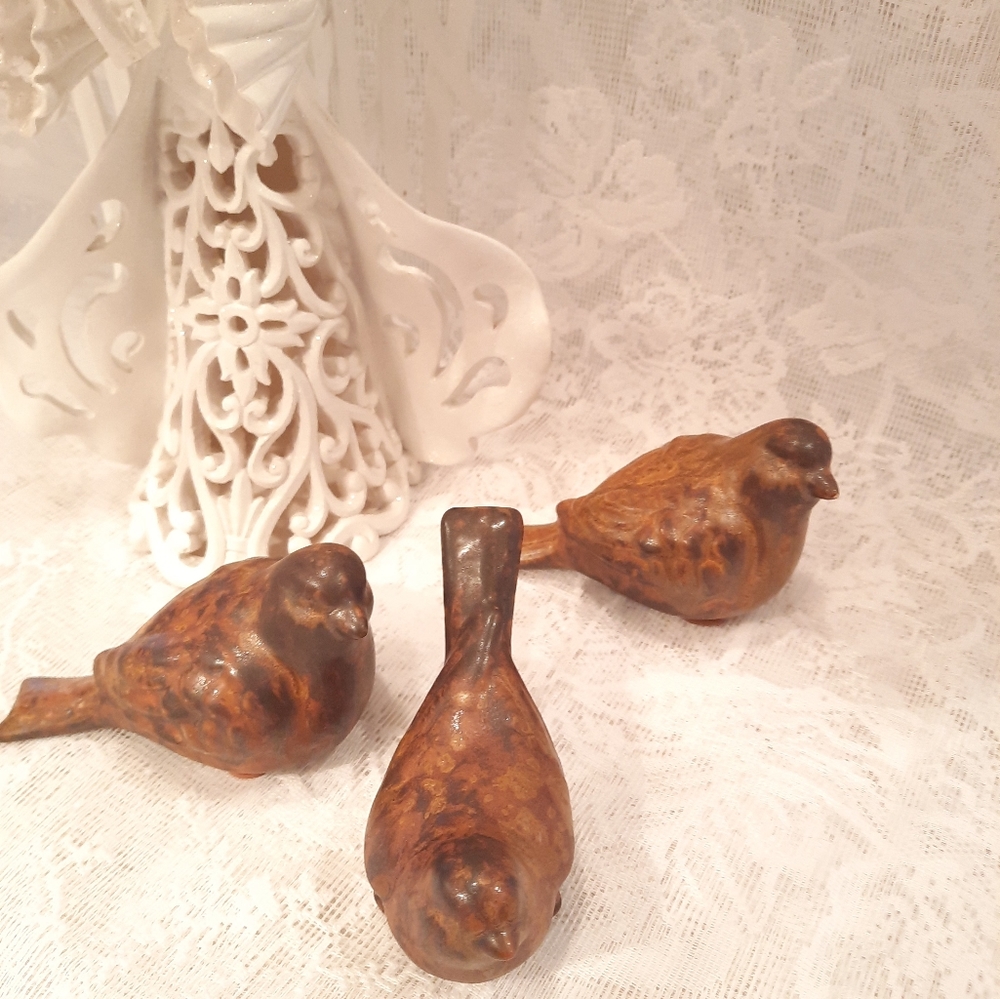 Decorative ceramic birds, set of three (3)
